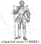 Poster, Art Print Of Retro Vintage Black And White Suit Of Armour