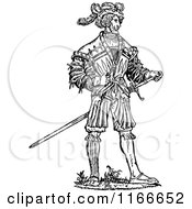 Clipart Of A Retro Vintage Black And White German Soldier Royalty Free Vector Illustration