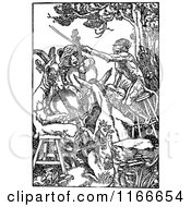Clipart Of A Retro Vintage Black And White Band Of Animal Fiddlers Royalty Free Vector Illustration