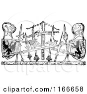 Clipart Of Retro Vintage Black And White Arms And Weapons Of The 15th And 16th Century Royalty Free Vector Illustration by Prawny Vintage