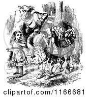 Poster, Art Print Of Retro Vintage Black And White Alice And Horseback Knight