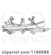 Poster, Art Print Of Retro Vintage Black And White Father Dog And Children Boating