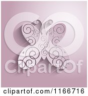 Poster, Art Print Of 3d Pink Butterfly With Swirl Designs