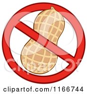 Cartoon Of A Peanut Restricted Symbol Royalty Free Vector Clipart by Hit Toon