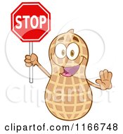 Peanut Character Holding A Stop Sign