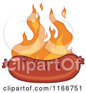Poster, Art Print Of Grilled Sausage And Flames