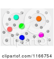 Poster, Art Print Of Colorful Cluster Network On Gray