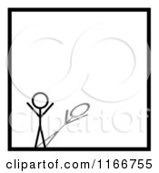 Clipart Of A Stick Man And Black Square Border 3 Royalty Free Illustration by oboy