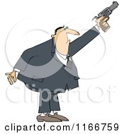Poster, Art Print Of Secret Agent Man Shooting His Firearm