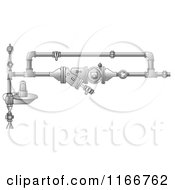 Cartoon Of A Horizontal Industrial Gas Rotary Set Royalty Free Clipart
