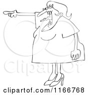 Cartoon Of An Outlined Angry Woman Screaming And Pointing With Her Tonge Waving Royalty Free Vector Clipart by djart