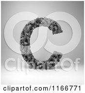 3d Capital Letter C Composed Of Scrambled Letters Over Gray