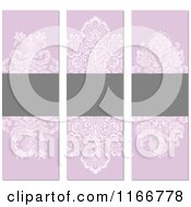 Clipart Of Vintage Purple And Gray Floral Invite Banners With Copyspace Royalty Free Vector Illustration