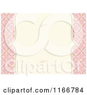Clipart Of A Vintage Pink And Beige Invitation With Copyspace And Swirls Royalty Free Vector Illustration