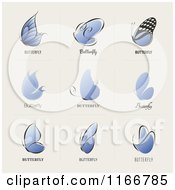 Poster, Art Print Of Blue Butterfly Designs On Beige