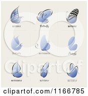 Blue Butterfly Designs On Beige