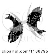 Poster, Art Print Of Black And White Pisces Zodiac Astrology Fish And Symbol