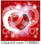 Poster, Art Print Of Shiny Red Heart And Fireworks Over A Turkey Flag