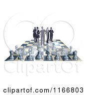 Poster, Art Print Of Business Team On A Chess Board Up Against Game Pieces