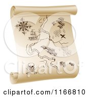 Poster, Art Print Of Pirate Treasure Map On A Scroll