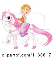 Poster, Art Print Of Fairy Tale Princess Girl On A Pink Pony