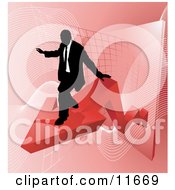 Poster, Art Print Of Successful Businessman Riding On A Red Arrow As Revenue Increases