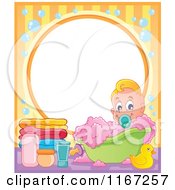 Poster, Art Print Of Baby Boy In A Bubble Bath Frame