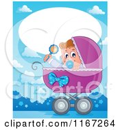 Poster, Art Print Of Talking Baby Boy In A Carriage With Copyspace