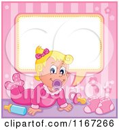 Cartoon Of A Talking Baby Girl Royalty Free Vector Clipart
