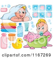 Poster, Art Print Of Babies And Bath Tub Items