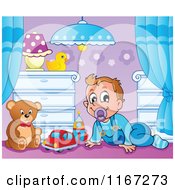 Poster, Art Print Of Happy Baby Boy With Toys In A Nursery