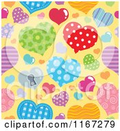 Poster, Art Print Of Seamless Valentines Day Pattern With Patterned Hearts On Yellow