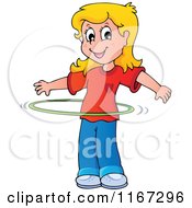 Blond Girl Playing With A Hula Hoop