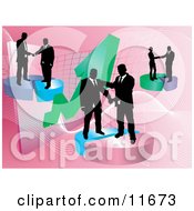 Poster, Art Print Of Groups Of Businessmen Shaking Hands On Deals On Pie Charts Increasing Revenue For The Company