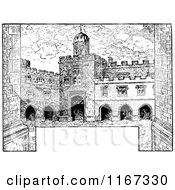 Poster, Art Print Of Retro Vintage Black And White Fortress With Copyspace