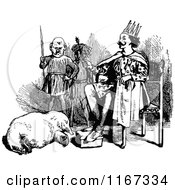 Clipart Of A Retro Vintage Black And White King And Mole Royalty Free Vector Illustration