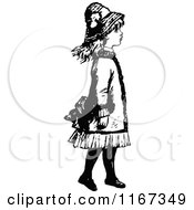 Clipart Of A Retro Vintage Black And White Girl Facing Rigt Royalty Free Vector Illustration
