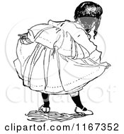 Clipart Of A Retro Vintage Black And White Girl Doing A Curtsy Royalty Free Vector Illustration