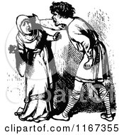 Poster, Art Print Of Retro Vintage Black And White Man Slapping His Wife