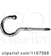 Clipart Of A Retro Vintage Black And White Screw Hook Royalty Free Vector Illustration