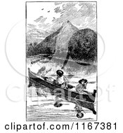 Clipart Of Retro Vintage Black And White Men In A Canoe Royalty Free Vector Illustration by Prawny Vintage