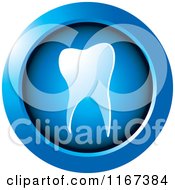Clipart Of A Round Blue Tooth Icon Royalty Free Vector Illustration