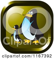 Clipart Of A Square Gold Penguin Icon Royalty Free Vector Illustration