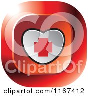 Clipart Of A Red Medical First Aid Heart Icon Royalty Free Vector Illustration