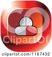 Clipart Of A Red Medical Pill Icon Royalty Free Vector Illustration