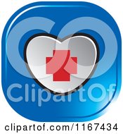 Clipart Of A Blue Medical First Aid Heart Icon Royalty Free Vector Illustration