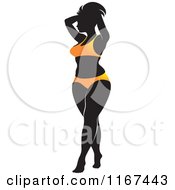 Clipart Of A Sexy Curvy Woman In An Orange Bikini Royalty Free Vector Illustration