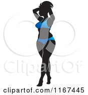 Clipart Of A Sexy Curvy Woman In A Blue Bikini Royalty Free Vector Illustration