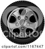 Clipart Of A Car Tire And Rim Royalty Free Vector Illustration by Lal Perera