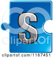 Clipart Of A Blue Jigsaw Puzzle Piece Letter S Royalty Free Vector Illustration by Lal Perera